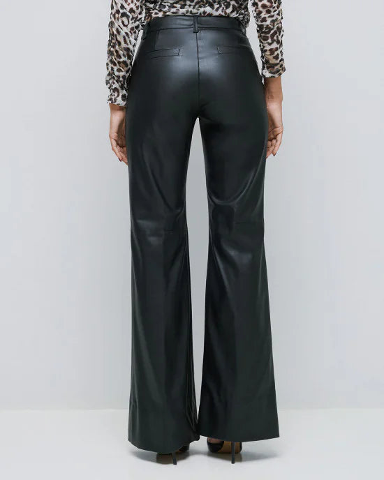 Faux-leather effect flared pants