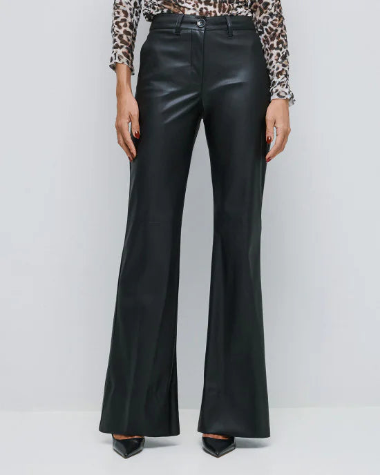 Faux-leather effect flared pants