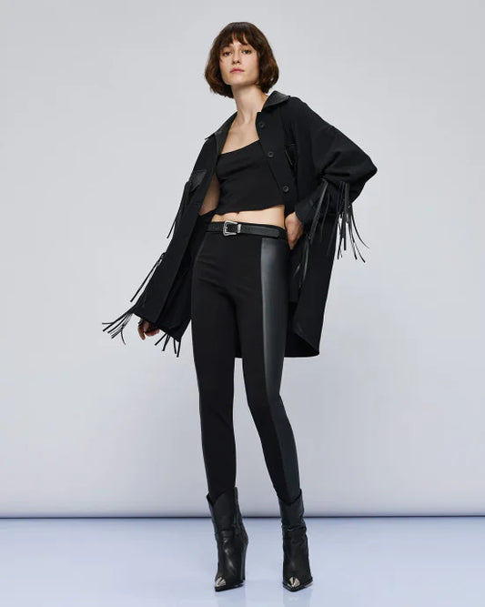 Leggings with faux leather-effect details