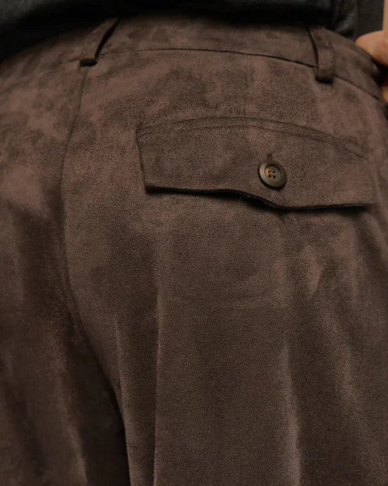 Straight-leg suede pants