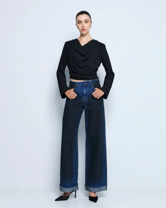 Wide-leg denim pants