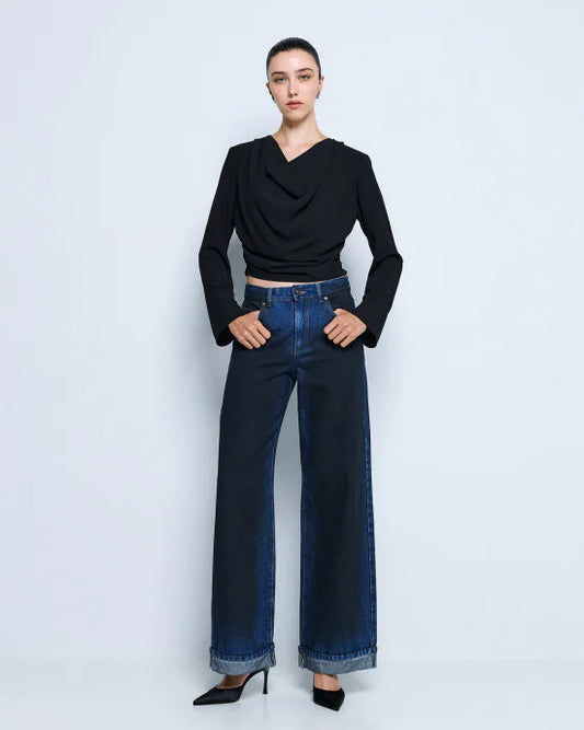 Wide-leg denim pants