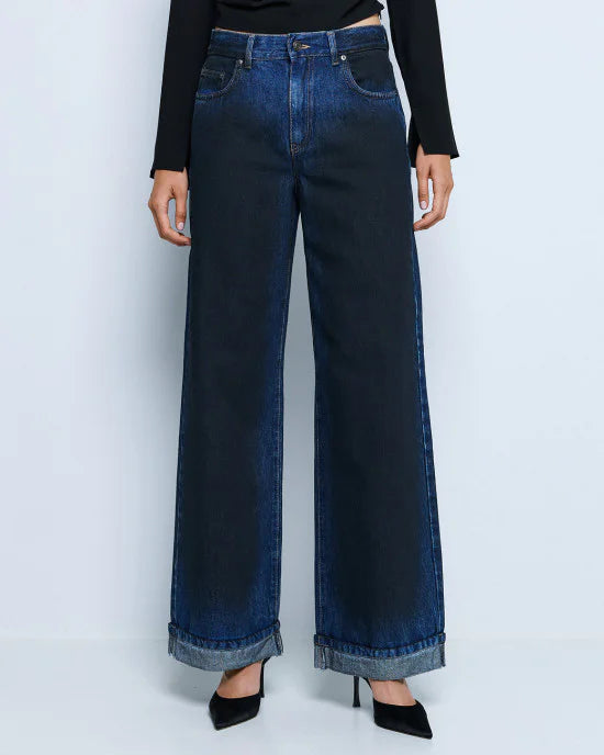 Wide-leg denim pants