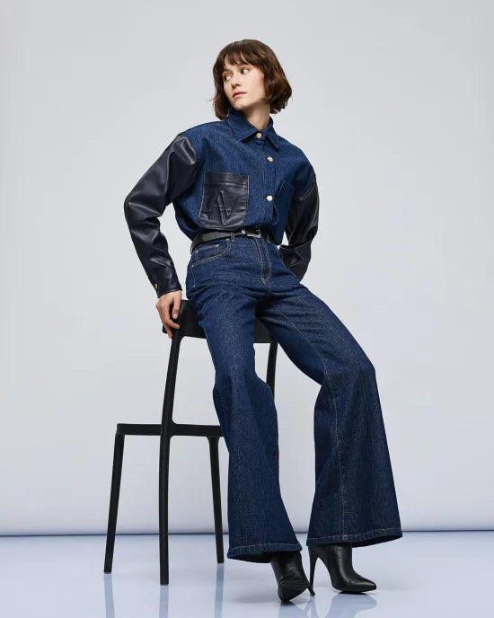 Denim flared pants
