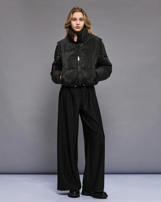 Short puffer jacket with high neck