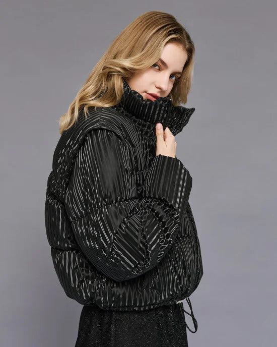 Short puffer jacket with high neck