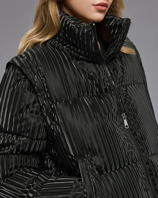 Short puffer jacket with high neck
