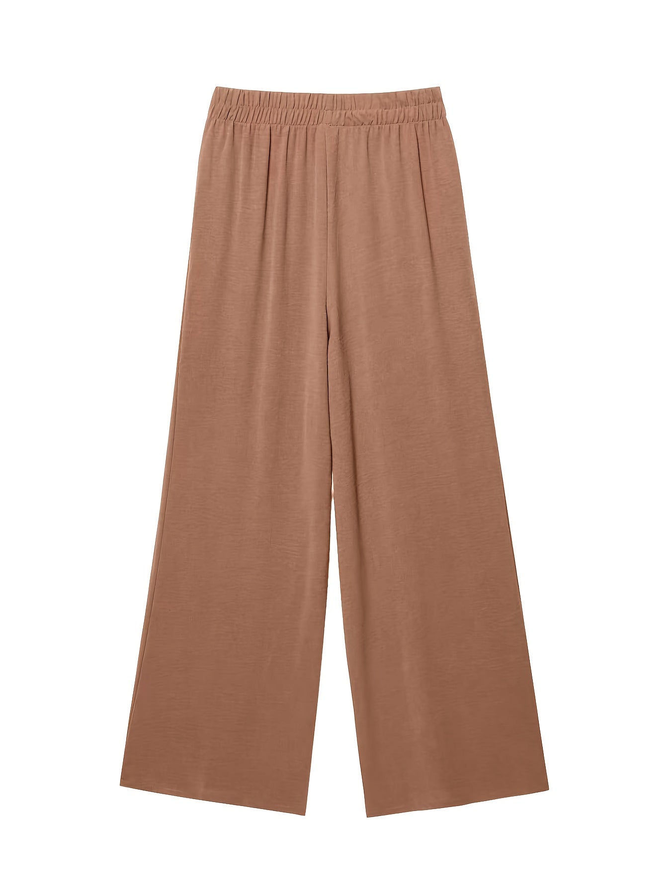 Elegant Women'S Pants Set with Solid Color, Three-Quarter Sleeves, Turn- Collar, Drawstring Design, Casual Loose Top, All-Season Wear, Casual Attire|Elegant Pantsuit|Drawstring Detail