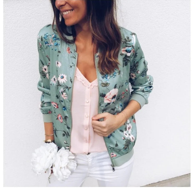 spring autumn floral bomber jacket
