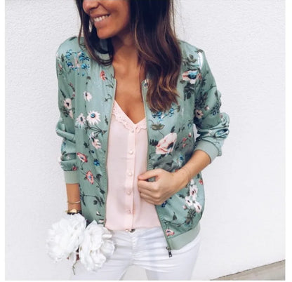 spring autumn floral bomber jacket