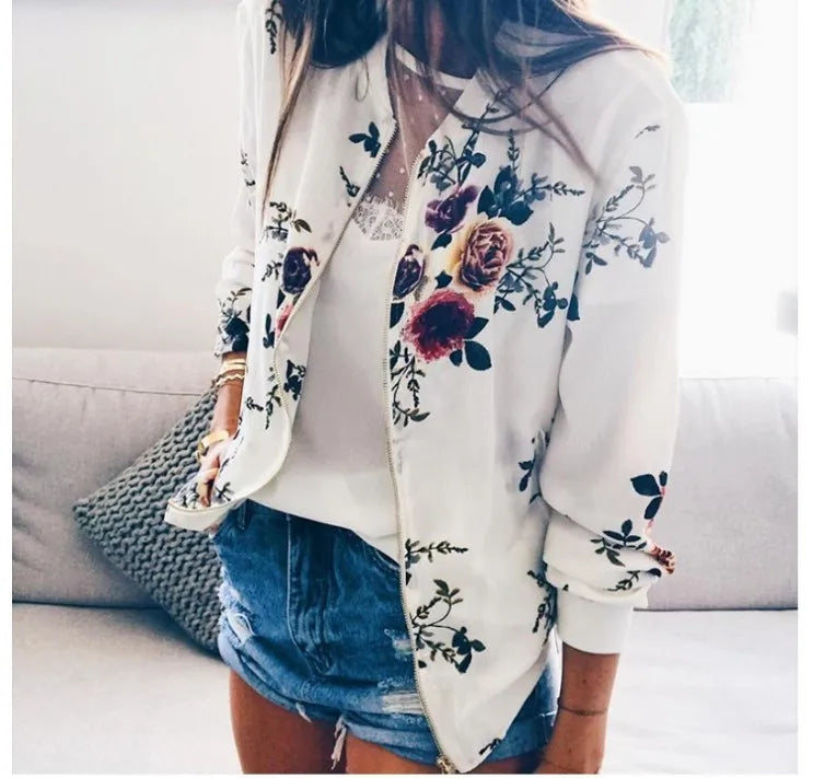 spring autumn floral bomber jacket