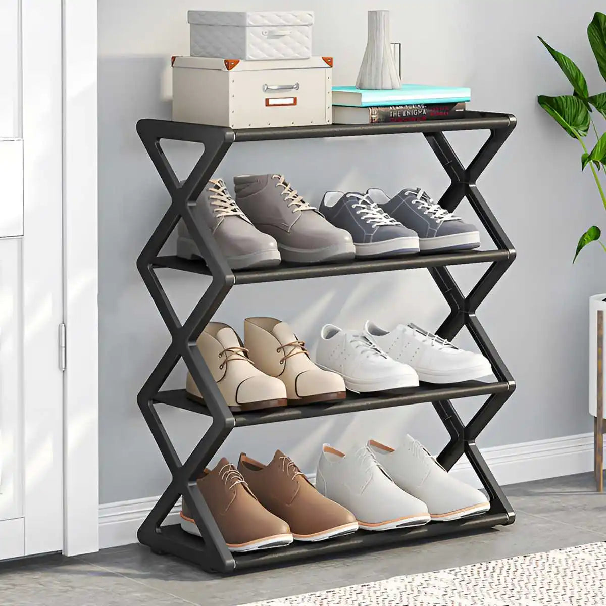 X-Frame 4-Tier Shoe Rack Organiser