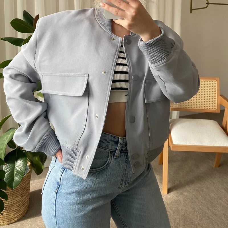 Minimalist fashion women's leather jacket