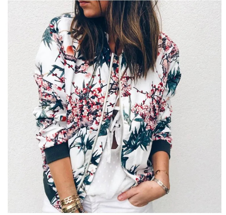 spring autumn floral bomber jacket
