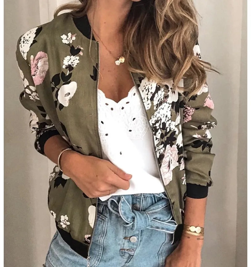 spring autumn floral bomber jacket
