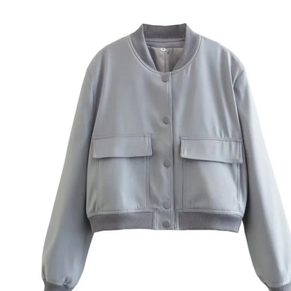 Minimalist fashion women's leather jacket