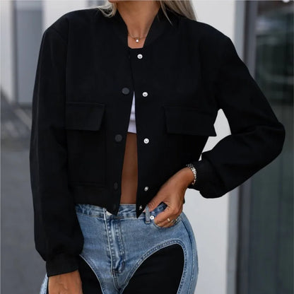 Minimalist fashion women's leather jacket