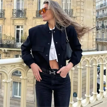 Minimalist fashion women's leather jacket