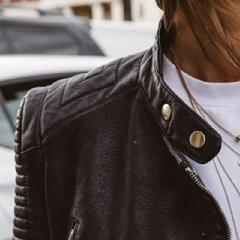 thin collar leather jacket