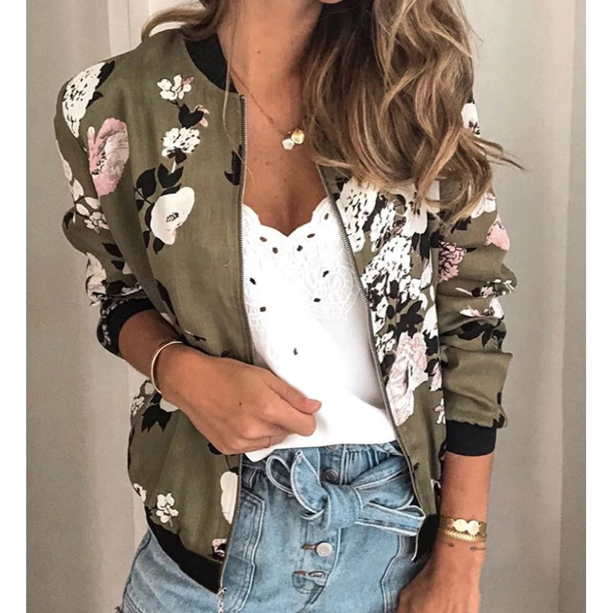 spring autumn floral bomber jacket