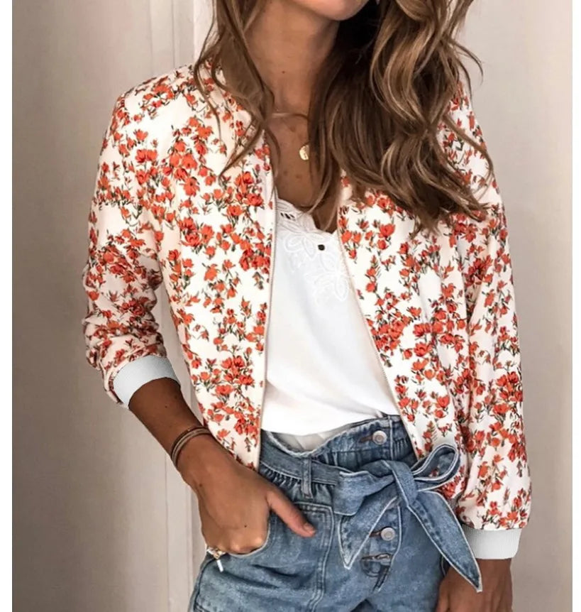 spring autumn floral bomber jacket