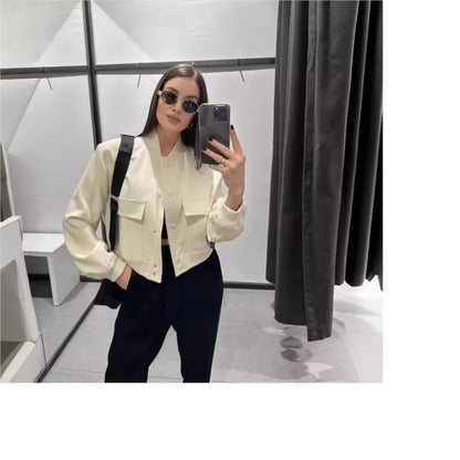 Minimalist fashion women's leather jacket