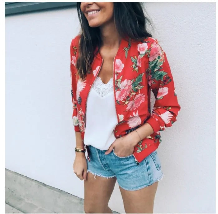 spring autumn floral bomber jacket